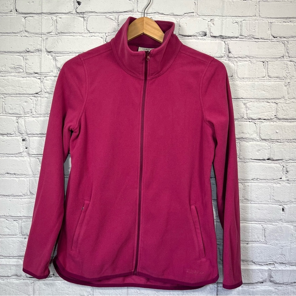 LL Bean Fleece Full Zip Jacket Womens Size XS Purple Pockets Lightweight